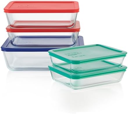 Pyrex Simply Store (5-Pack) Large Glass Food Storage Containers Set by Pyrex