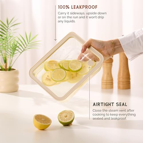 Vase & Vessel Glass Storage Containers, Rectangular, Set of 3, Clear/Beige - Image 3