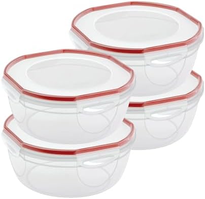 Sterilite Ultra-Seal Bowl, Large Airtight Food Storage, 4.7 Qt, 4-Pack by Sterilite