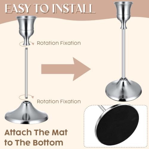 12PCS Silver Candlestick Holders, Metal Taper Candle Holder - Image 3
