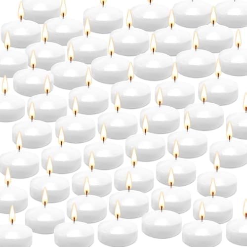 YOROXRG 50 Pack of 2-Inch White Floating Candles - Ideal for Weddings, Home Décor, Spa Baths, and Romantic Settings by YOROXRG
