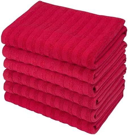 Premium Kitchen Towels 6 Pack 100% Cotton, 20"x28" - Red Solid - Image 6