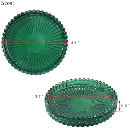 Glass Candle Tray 6 Pack Round Candle Holder Plates Candleholders,Green - Image 2