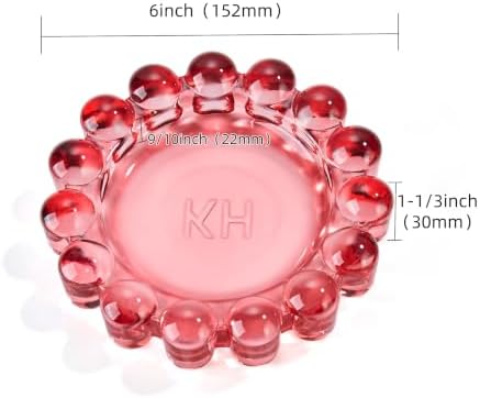 Chic Red Bubble Glass Candle Dish – Modern Clear Glass Candle Holder for Tealights & Diffusers, Decorative Tray for Home & Tabletop Decor（1 Pack） - Image 2