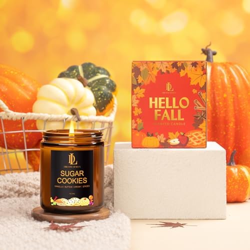 DL DREAMY DEWLA Fall Candle, Sugar Cookies Scented for Home, 7oz Soy Wax - Image 4