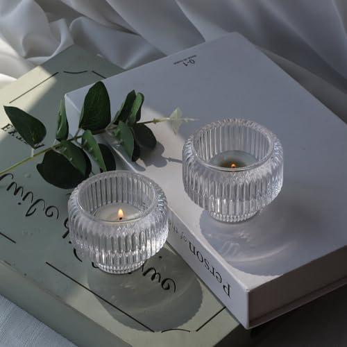 Woho 4pcs Candle Stick Candle Holder, Clear Taper Candle Holder for Wedding - Image 7