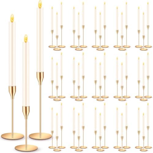 FillTouch 60 Pcs Gold Candle Holders with Ivory Flameless LED Candles Bulk by FillTouch