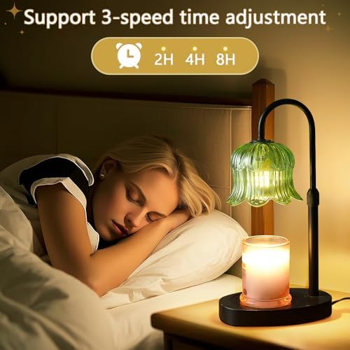 CRMILL Candle Warmer Lamp Electric Timer - House Gifts New Home Bedroom Decor Candle Lamps Green Candle Lights - Image 6