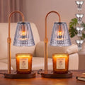 Candle Warmer Lamp with Timer & Dimmer, Adjustable Light Smoky Grey Glass Candle Warmer for Jar Candles, Home Gifts, Brass Electric Wax Melt Warmer with 4 Bulbs (2 Pack) by Unknown