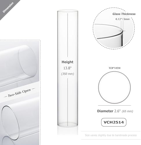 WGVI Hurricane Candle Holder Sleeve, Wide 2.5", Height 14", Clear Glass Cylinder Candleholder, Chimney Tube, Open Ended Candle Shade, 6 Pieces Bulk - Image 2