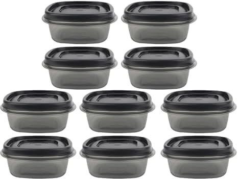 Food Storage Containers, Rubber Maid, Silver, 1.25 Cup Food Storage Containers, 20 Piece Set, Easy Find Lids, 10 Containers, 10 Lids by Utensilux