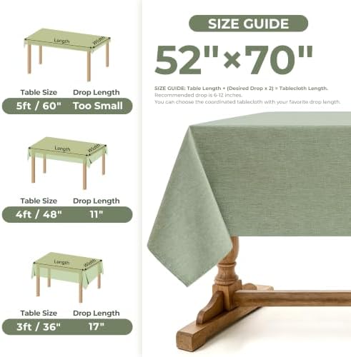 Decorelia Sage Green Linen Textured Tablecloth Rectangular 52 x70 Inch - Image 5