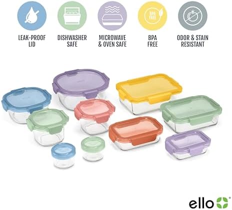 Ello Color Lock 20pc Glass Food Storage Containers with Lids, Desert - Image 3