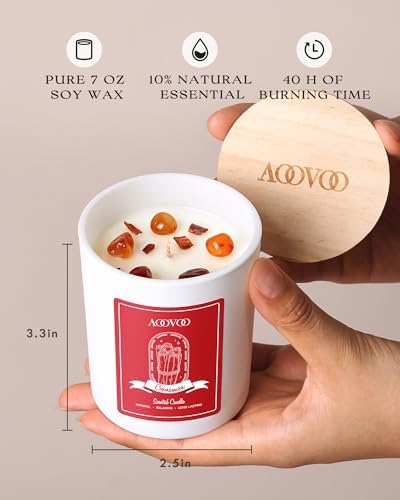 AOOVOO Cinnamon Scented Candles for Women - Aromatherapy Candle with Crystals Inside, 7oz Soy Candles for Home Scented, Mothers Day Birthday Gifts Candle for Women Mom - Image 6