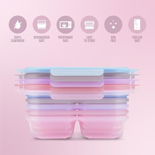 Ello Snap & Nest 2 Cup Divided Plastic Snack Containers, 10 Pc,Berry Fields - Image 3
