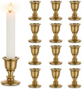 Vintage Candlestick Candle Holders Brass - Romadedi Taper Gold Candle Stick Victorian Style for Table Centerpiece Wedding Reception Festive Christmas Mantel Decoration or Home Decor Set of 12 by ROMADEDI