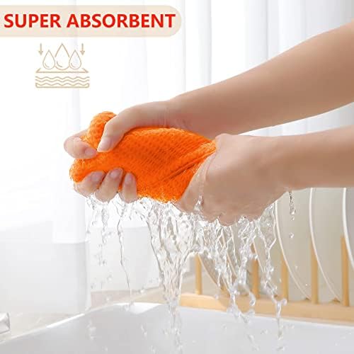 Homaxy 100% Cotton Waffle Weave Kitchen Dish Cloths 6-Pack, Orange - Image 3
