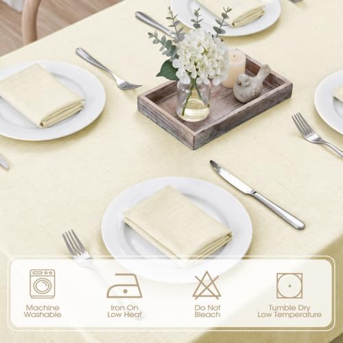 Veblandy Rectangle Tablecloth 52x70 inch Linen Textured Waterproof Table Cloth Stain and Wrinkle Resistant Washable, Decorative Fabric Table Cover for Outdoor and Indoor Use, Ivory - Image 5
