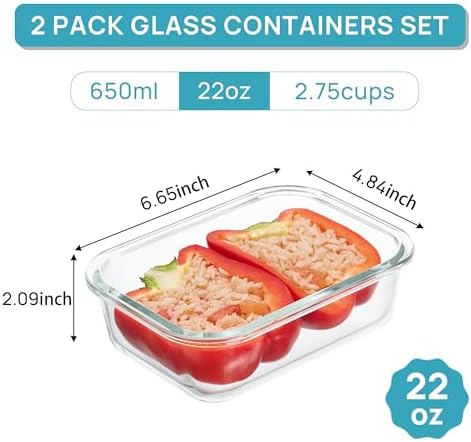 Vtopmart 2Pack 22oz Glass Storage Containers with Lids - Image 2
