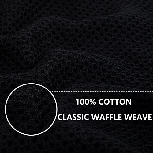 Homaxy 100% Cotton Waffle Weave Kitchen Dish Cloths 6-Pack, Black - Image 2