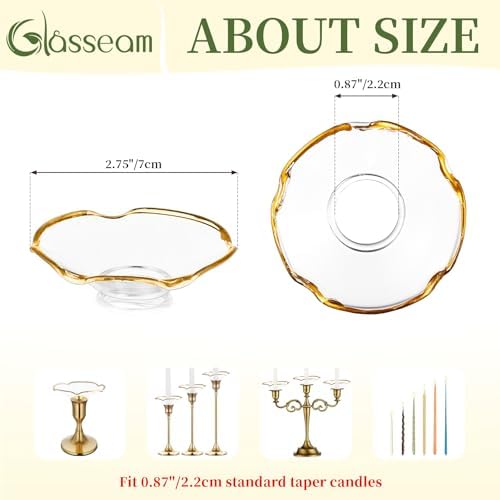 Glasseam Glass Candle Drip Protectors Bulk, 24 Pcs Gold Bobeches for Taper - Image 5
