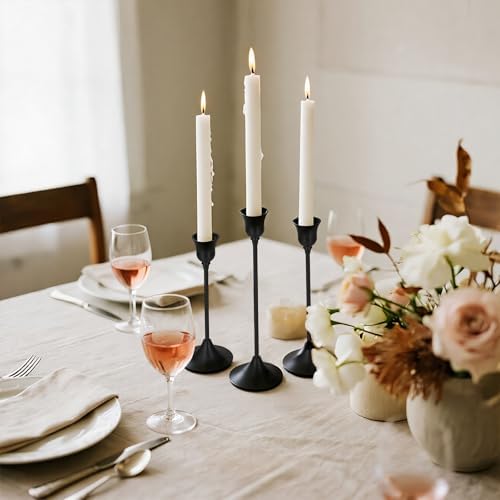 Tifanso 3PCS Vintage Black Taper Candlestick Holders for Table Decor - Image 6