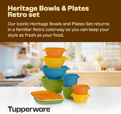 Tupperware Heritage 20-Piece Retro Set (4 Plates, 8 Containers, 8 Lids) - Image 2