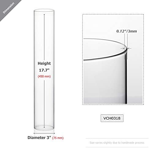 WGVI Hurricane Candle Holder Sleeve, Wide 3", Height 18", Clear Glass Cylinder Candleholder, Chimney Tube, Open Ended Candle Shade, 12 Pieces Bulk - Image 2