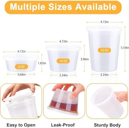 BYSNOW 50 Sets 16 oz Deli Containers with Lids - Image 3