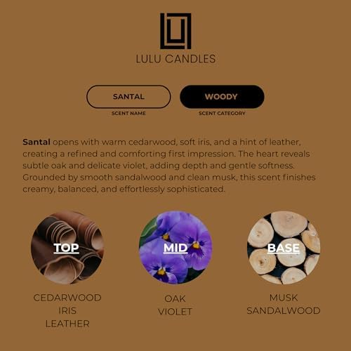 Lulu Candles Santal Scented Soy Candle 9 Oz Sandalwood Amber Home Fragrance - Image 4