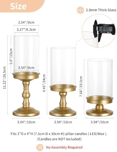 NUPTIO Hurricane Glass Candle Holders Vintage Christmas Table Centerpiece - Image 4