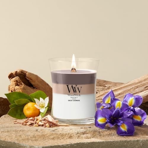 WoodWick Sheer Cashmere Tri-Scented Candle, Crackling Wick, 9.7oz - Image 2