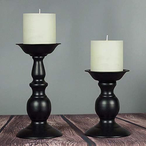 Black Metal Pillar Candle Holders Set of 2 - Image 5