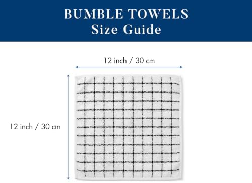 Bumble Dish Cloths (8-Pack), 100% Cotton Kitchen Towels, 12"x12" - Black - Image 2