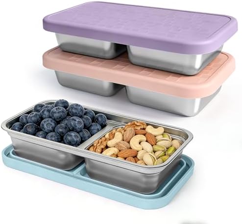 15 oz Snack Containers for Kids, Stainless Steel Lunch Box 3 Pack by Mostdream