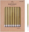 PHD CAKE Gold Long Thin Metallic Birthday Candles, Cake Candles, Birthday Parties, Wedding Decorations, Party Candles, Cake Decorations by PHDCAKE