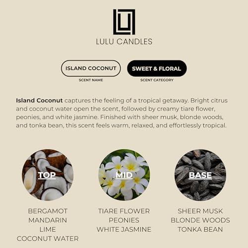 Lulu Candles | Island Coconut | Luxury Scented Soy Jar Candle | Hand Poured in The USA | Highly Scented & Long Lasting (9 Oz.) - Image 4