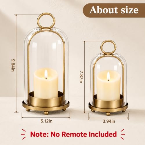 Brass Hurricane Candle Holders with LED Candles(No Remote Included) - Image 2
