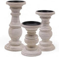 Hosley Set of 3 Whitewashed Wooden Pillar Candle Holders – 10”, 8”, and 6” Heights – Ideal for LED and Pillar Candles, Weddings, Parties, Home Décor, Spa, Reiki, and Aromatherapy by HOSLEY