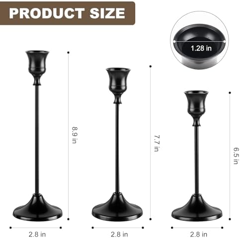 Candlestick Holders, 6PCS Metal Taper Candle Holder, Black Candle Holders for Candlesticks, Candle Holder for Wedding Fireplace Mantel Housewarming Gift - Image 6