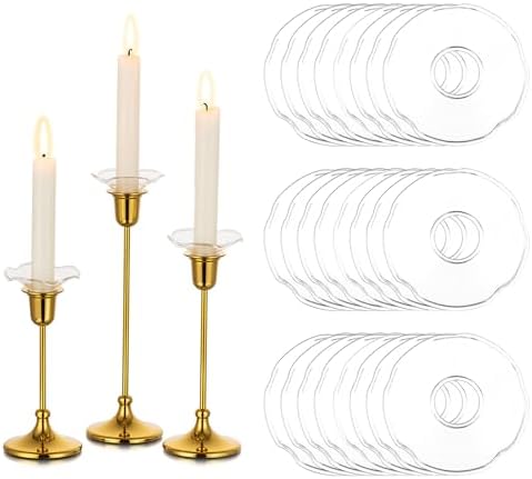 Glasseam Glass Candle Drip Protectors Bulk, 24 Pcs Clear Bobeches for Taper by Glasseam