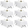 Decorelia White Faux Linen Table Cloths for 6 Ft Rectangle Tables-6 Pack, Washable Polyester Rustic Fabric Faux Linen Table Cloth Cover for Wedding,Outdoor,Events, Party,Banquet, Dining, 60x102 Inch by Decorelia