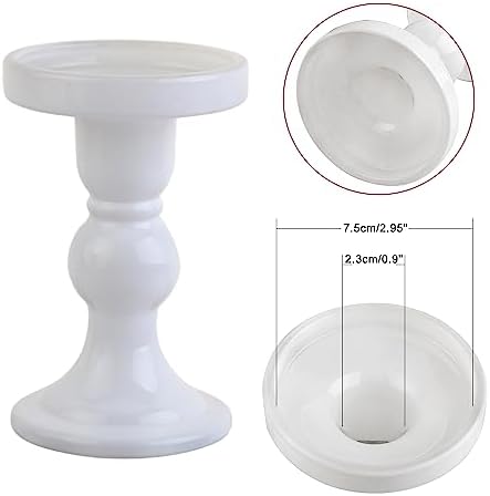 3-Piece Set of White Glass Candlestick, Crystal Candlestick Holder Holder and Conical Candle, Christmas Candle Holder Decoration, Family Living Room Wedding Candle Holder (white1set) - Image 3