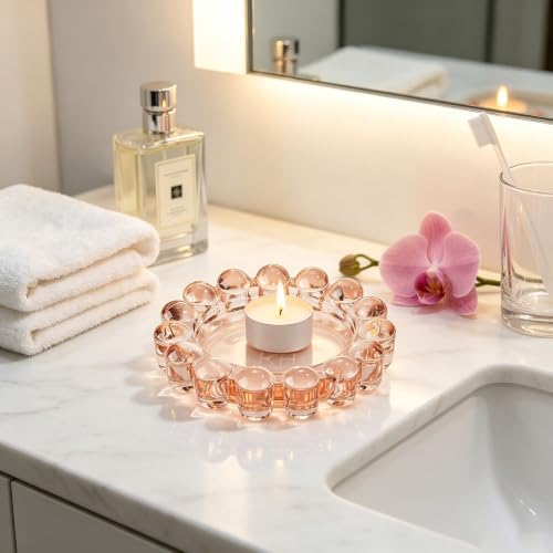 Chic Orange Bubble Glass Candle Dish – Modern Clear Glass Candle Holder for Tealights & Diffusers, Decorative Tray for Home & Tabletop Decor（1 Pack） - Image 4