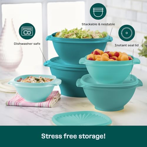 Tupperware Heritage 10-Piece Vintage Green Set (5 Bowls, 5 Lids) - Image 4