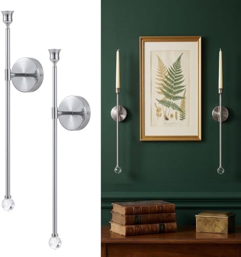 20" Wall Mounted Candle Sconce, 2 Packs, Silver by kehail