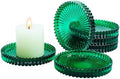 Glass Candle Tray 6 Pack Round Candle Holder Plates Candleholders,Green by Unknown