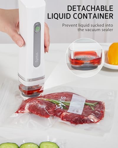 Syntus Compact Vacuum Sealer for Food with 30 Reusable Vacuum Seal Bags Set - Image 3