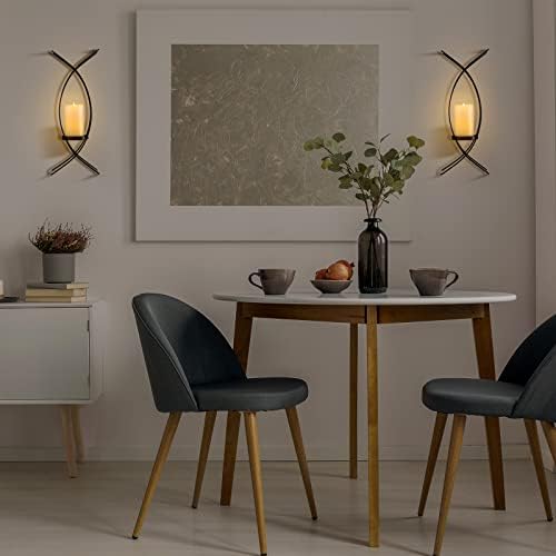 Vesici Candle Sconces Set of Two Metal Wall Candle Holder,Black - Image 7