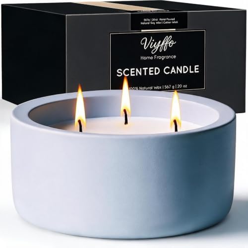 Viyffo Large 20oz Scented Candle - Citronella & Lavender, 3 Wick Non Toxic Soy Candles for Women, Matte Purple Ceramic Jar, Luxury Home Fragrance, Elegant Room Decor & Premium Birthday Gift by Viyffo
